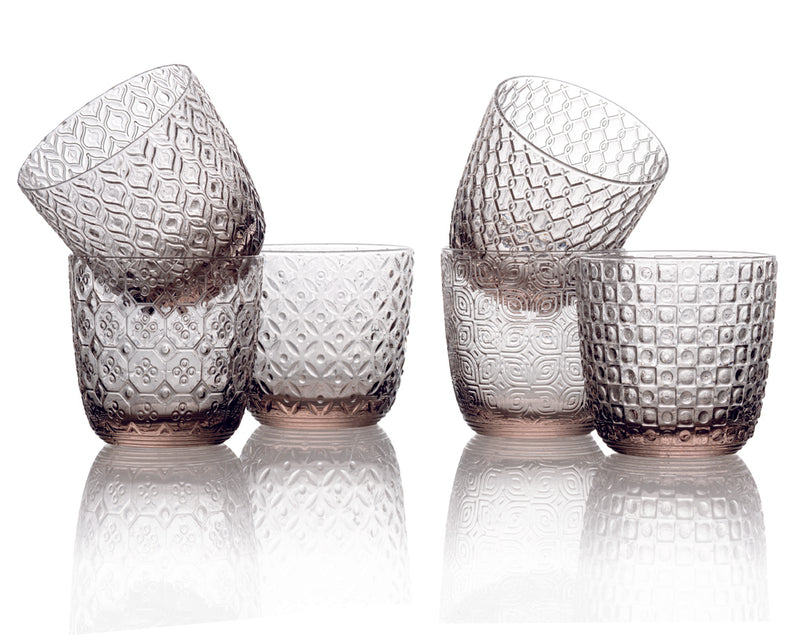 SIXTIES SET OF 6 TUMBLERS ASSORTED TEXTURES
