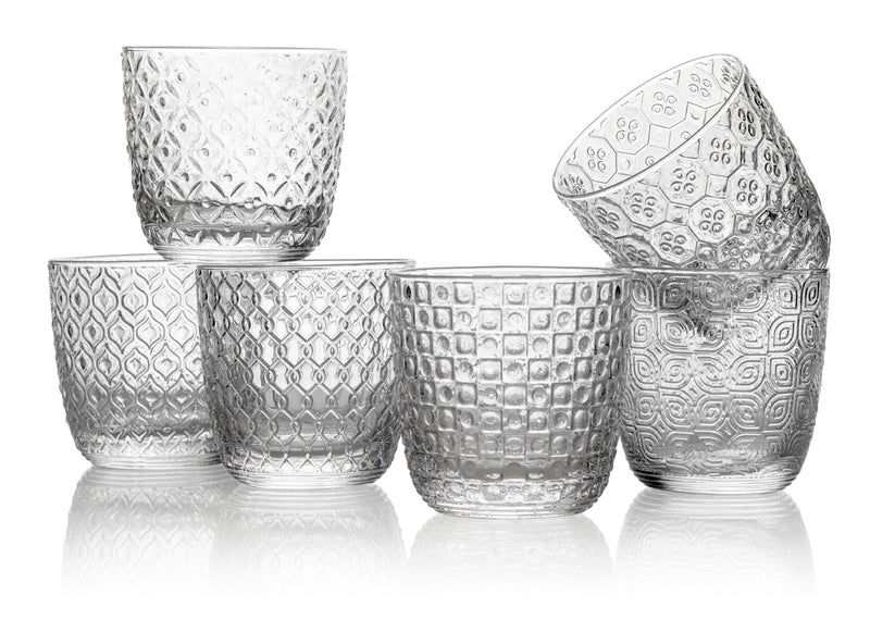 SIXTIES SET OF 6 TUMBLERS ASSORTED TEXTURES